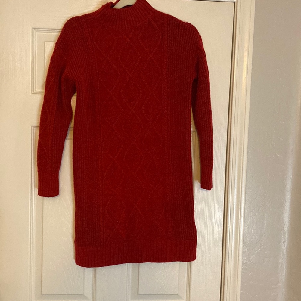 Long Sleeve Dark Red Sweater Dress